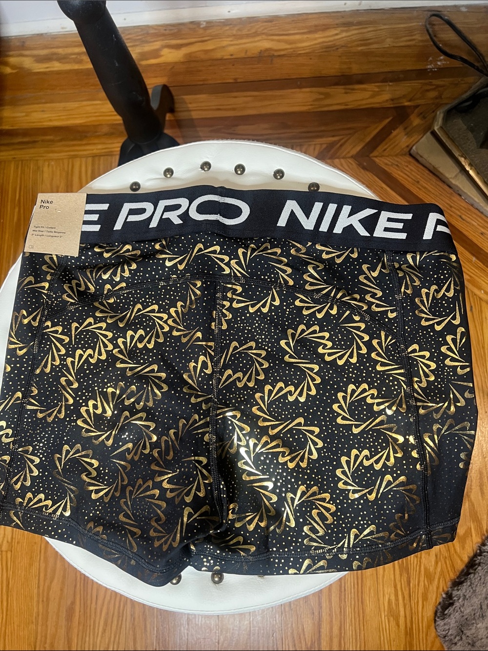 Nike Pro Women’s Black & Gold Performance Shorts - Picture 3 of 6